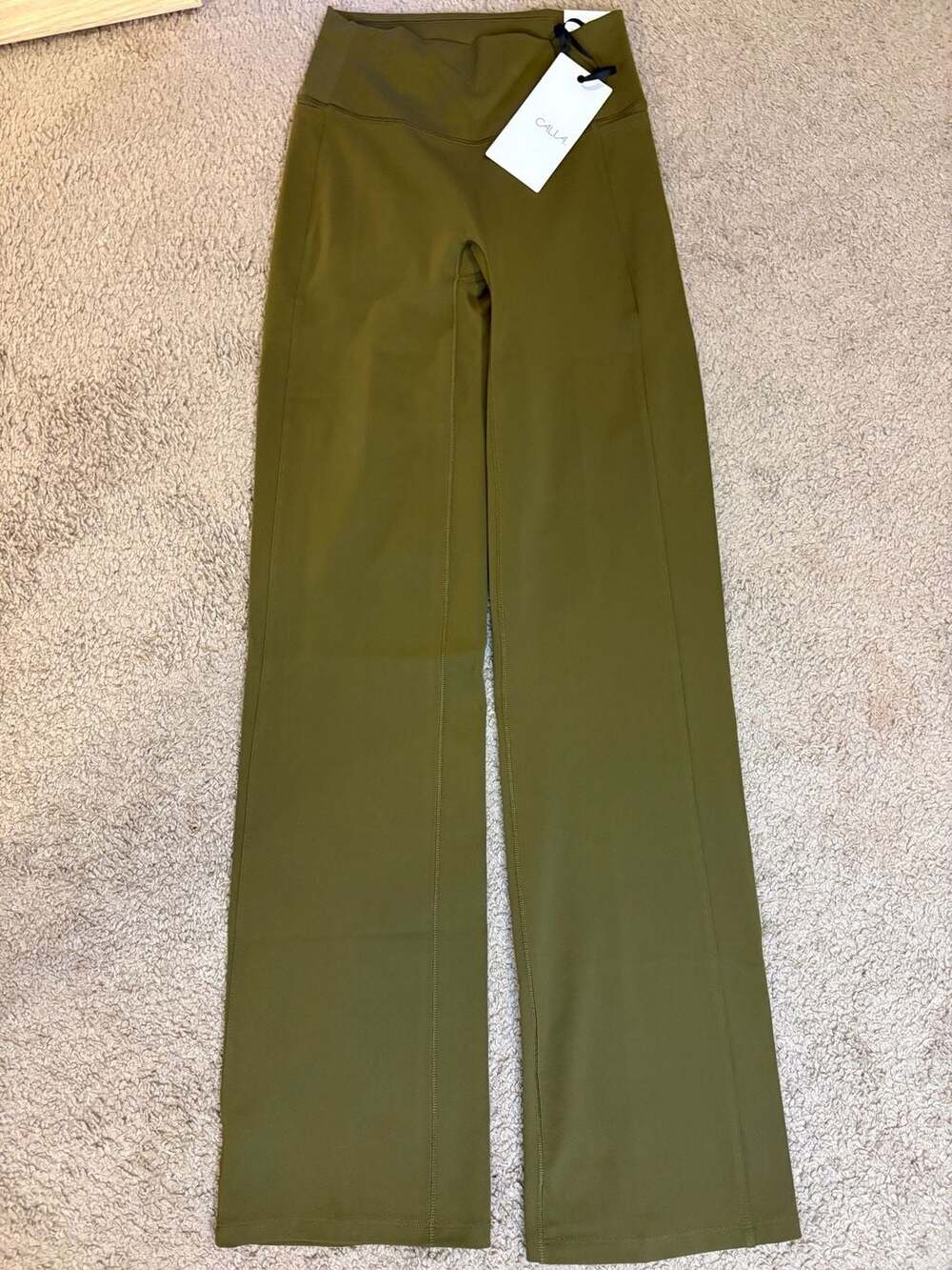 CALIA Essential High-Rise Straight Leg Pant Olive Green